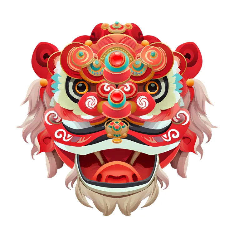 Colorful Lion Dance Mask for Chinese New Year Celebration