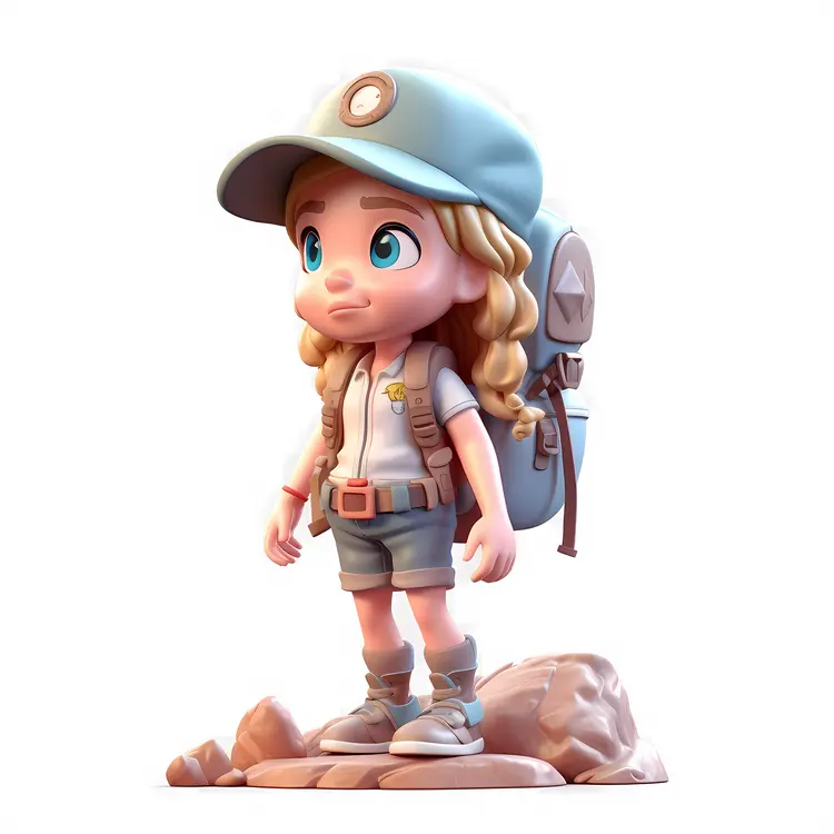 Blonde Girl Ready for Adventure with Backpack