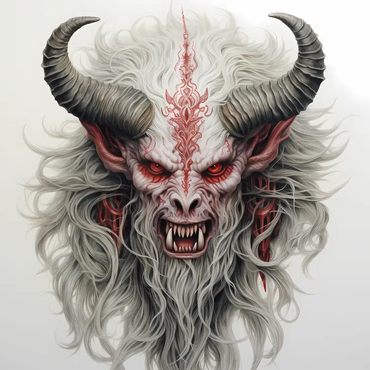 Demon Face with Horns