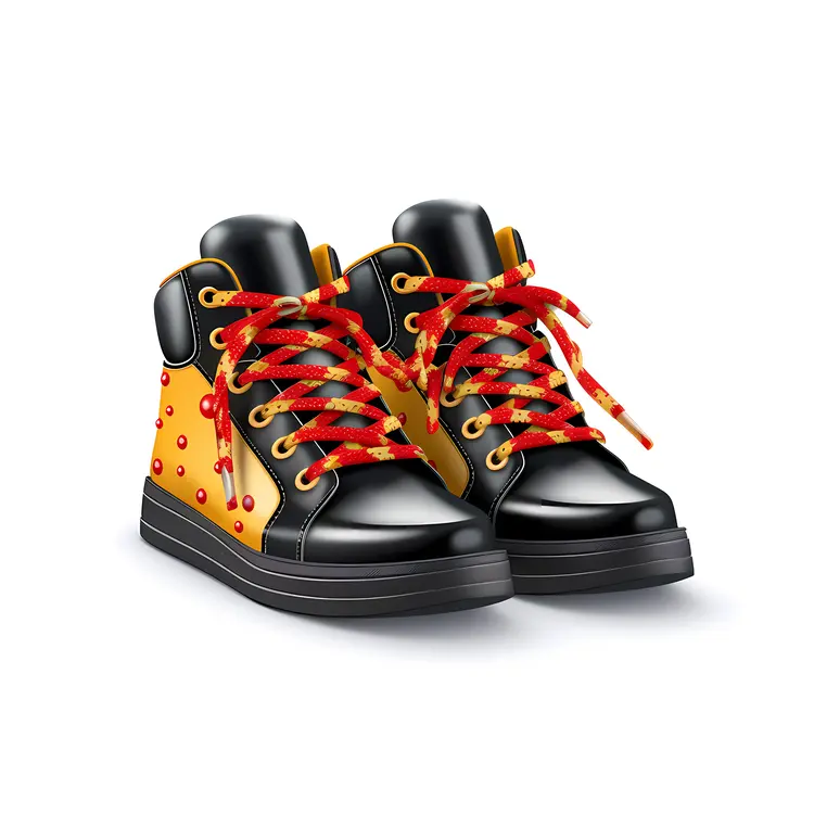 Black and Yellow Boots with Red Laces