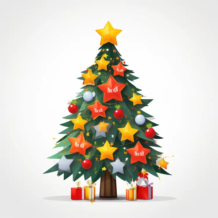 Decorated Christmas Tree with Stars