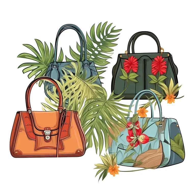 Stylish Handbags with Tropical Floral Designs