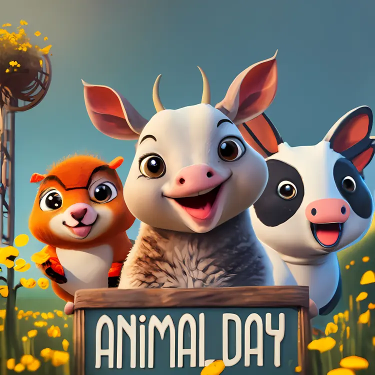 Animal Day Celebration with Cute Animals