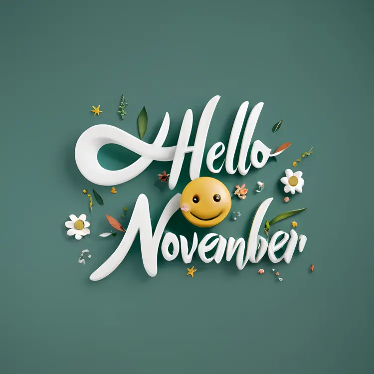 Hello November with Smiley and Flowers