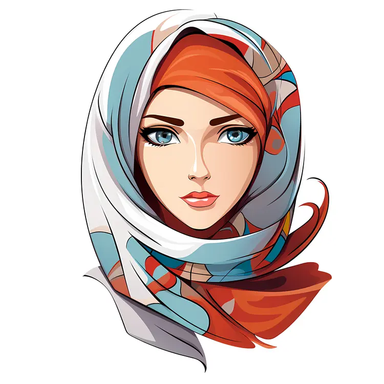 Woman in Colorful Headscarf