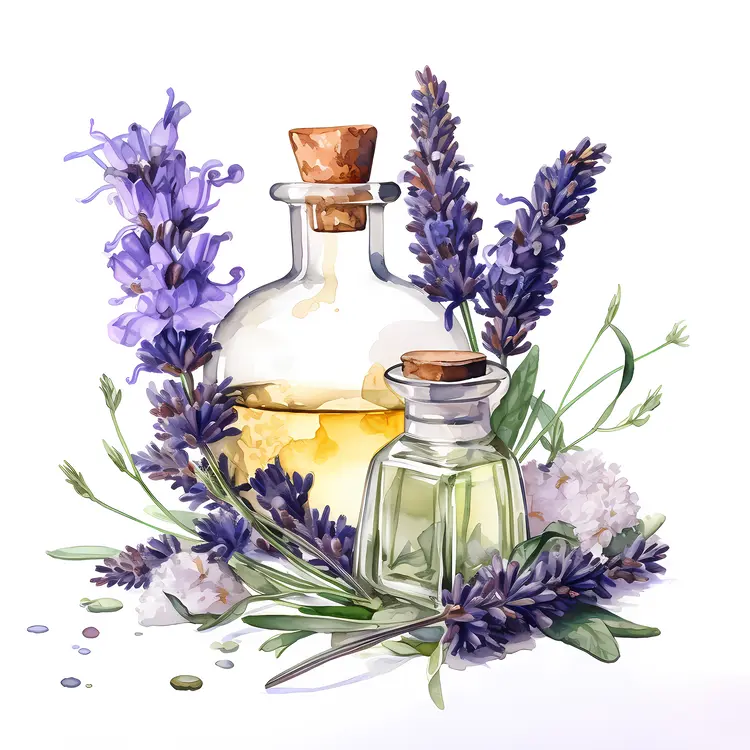 Aromatherapy Bottles with Lavender and Flowers