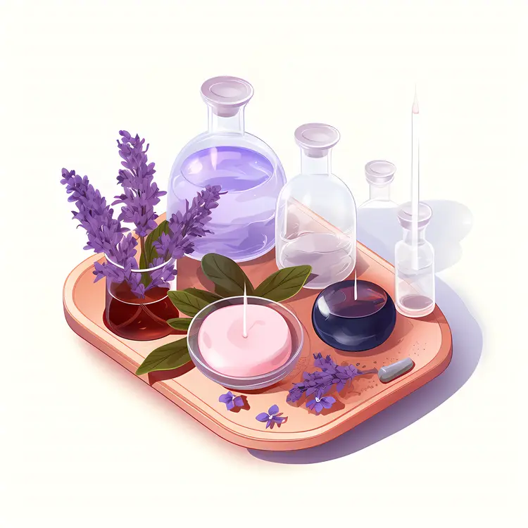 Lavender and Bottles for Aromatherapy