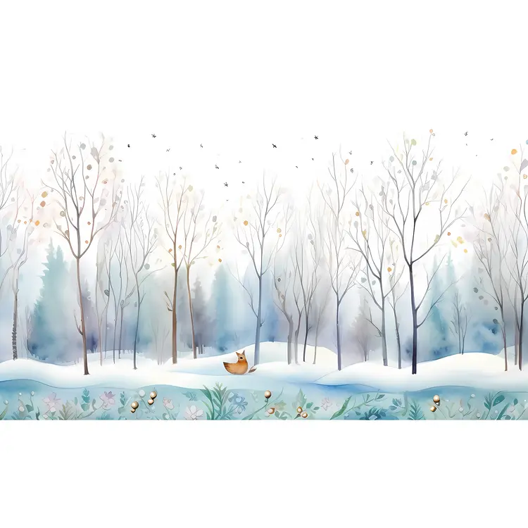 Winter Forest with Snow and Trees