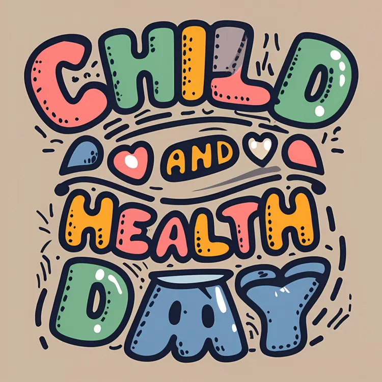 Colorful Child and Health Day Text