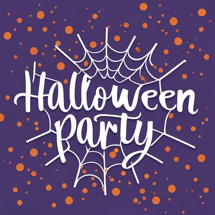 Halloween Party with Spider Web and Dots