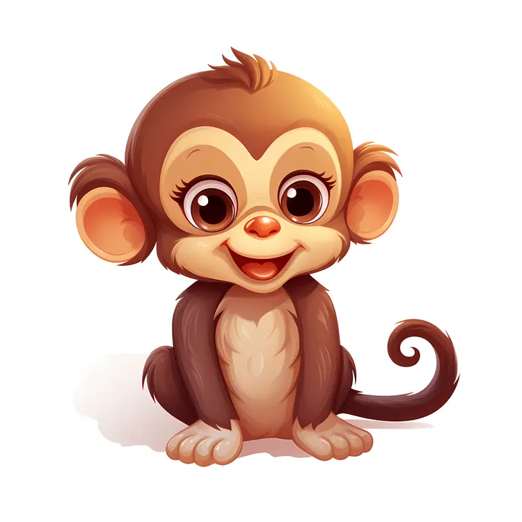 Adorable Sitting Baby Monkey