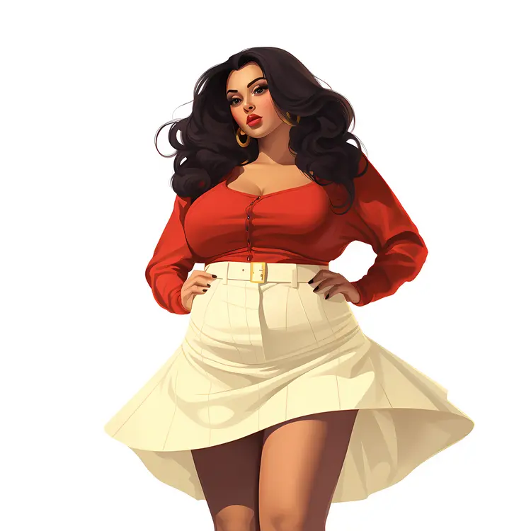 Stylish Woman in Red and White Outfit