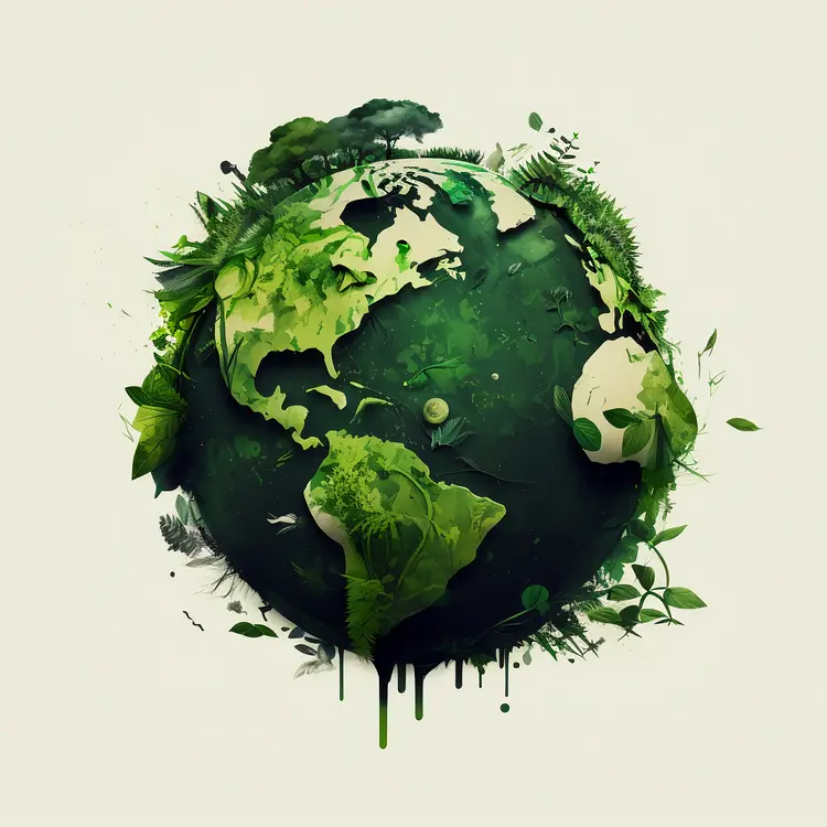 Green Earth with Nature Elements