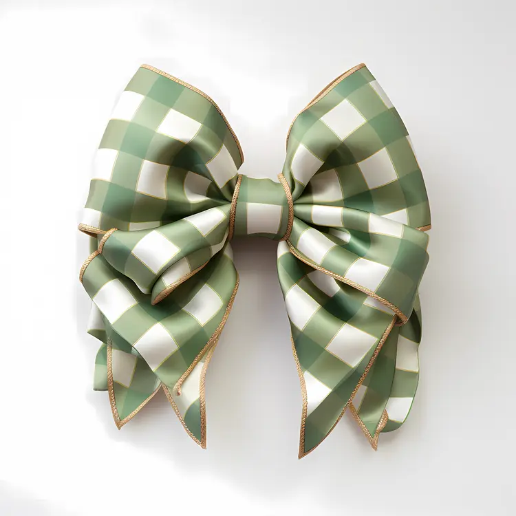 Green Checkered Bow