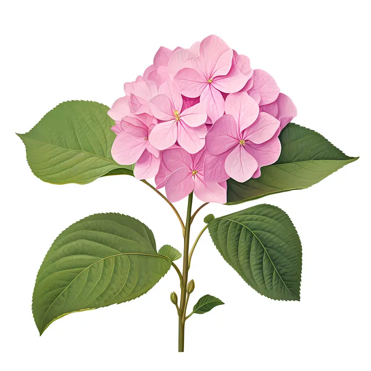 Pink Hydrangea Botanical Illustration