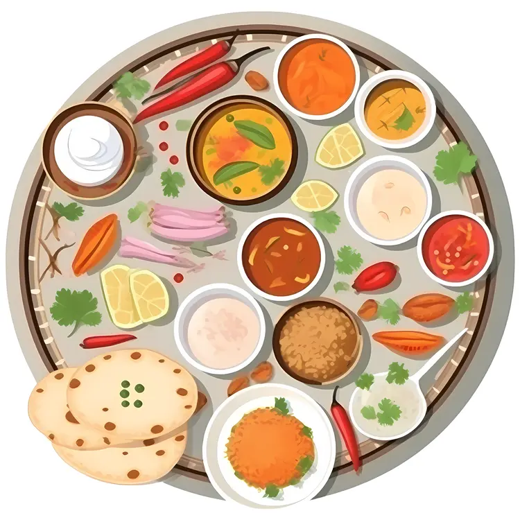 Authentic Indian Thali with Assorted Dishes