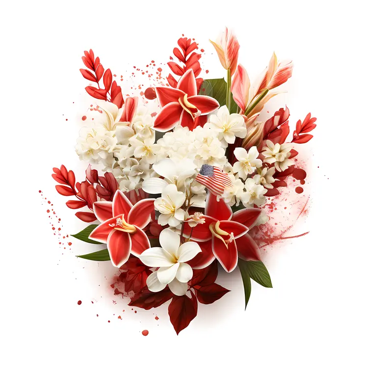 Graceful Red and White Flower Display