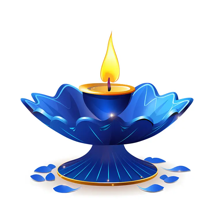 Blue Diya Lamp for Diwali Celebration