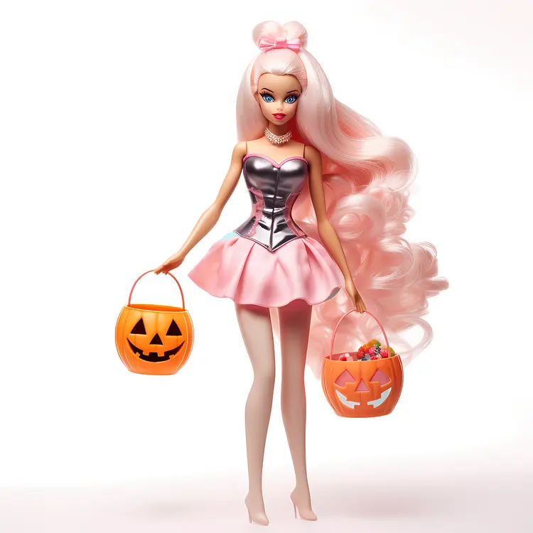 Doll with Pumpkins in Halloween Costume