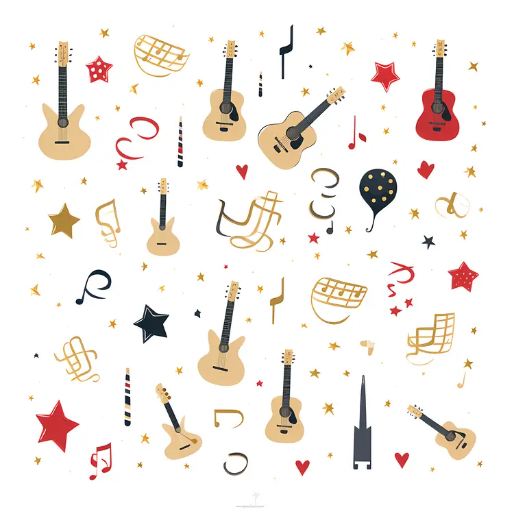 Guitars and Musical Notes Pattern