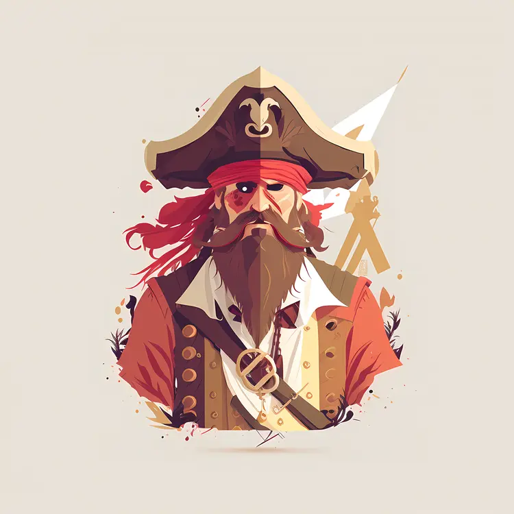 Pirate Illustration with Hat and Eye Patch