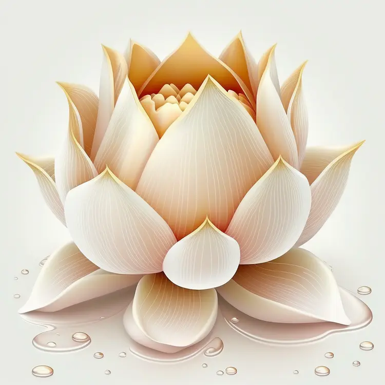 Beautiful White Lotus Flower with Water Droplets