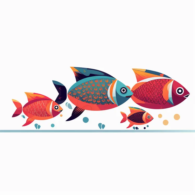 Colorful Fish Swimming Illustration