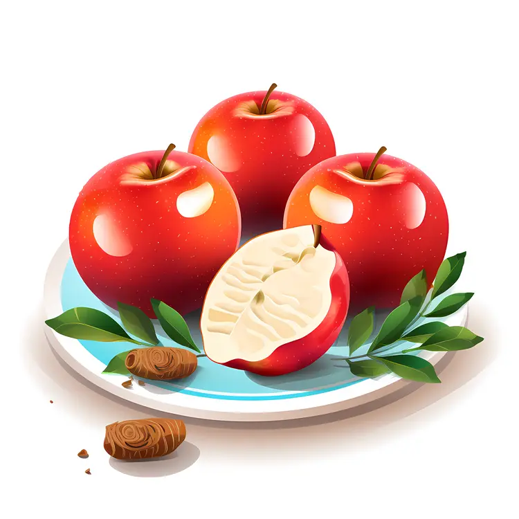 Fresh Red Apples on a Plate