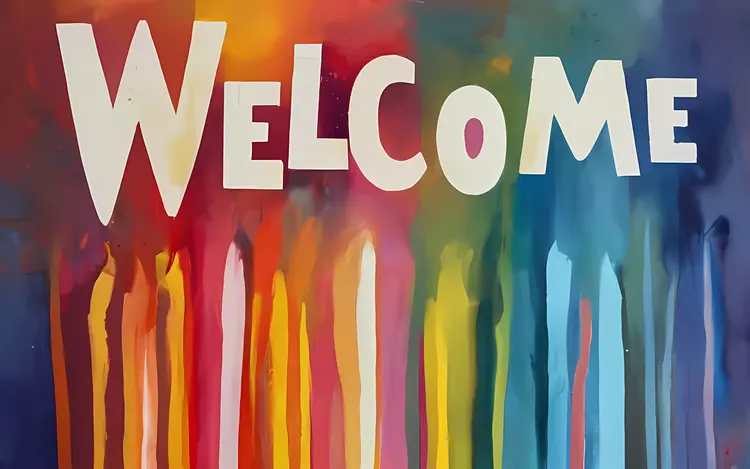 Colorful Welcome Text on Vibrant Background