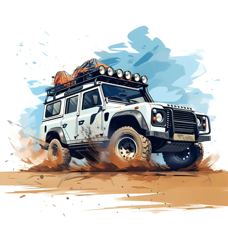 White Off-Road Vehicle in Action