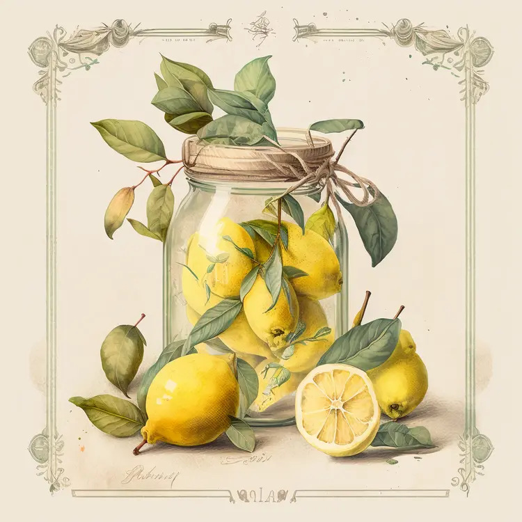 Beautiful Lemon Jar with Fresh Lemons