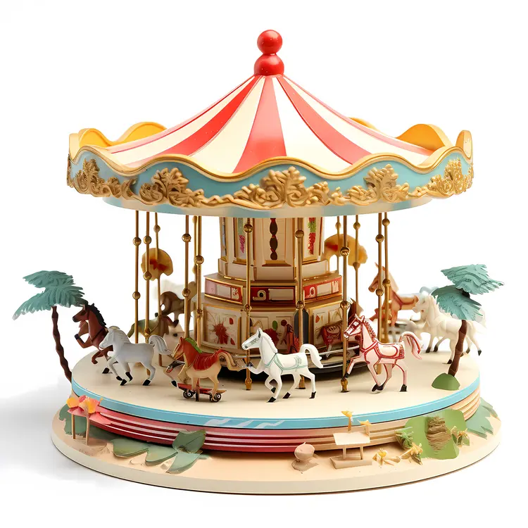 Beautiful Carousel Model with Horses