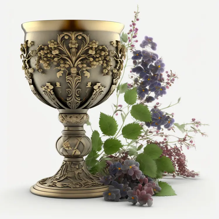 Ornate Gold Chalice with Flowers