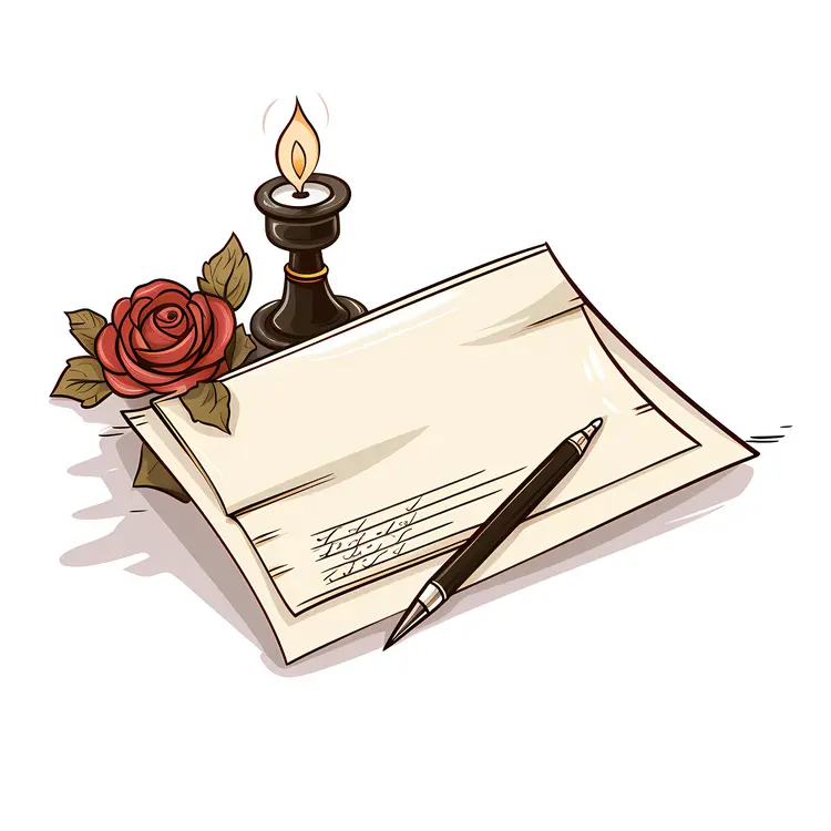 Romantic Letter with Candle and Rose