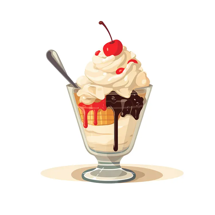 Delicious Ice Cream Sundae with Cherry on Top