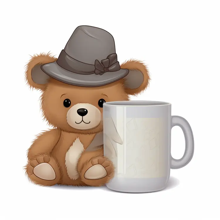Cute Teddy Bear with Coffee Mug