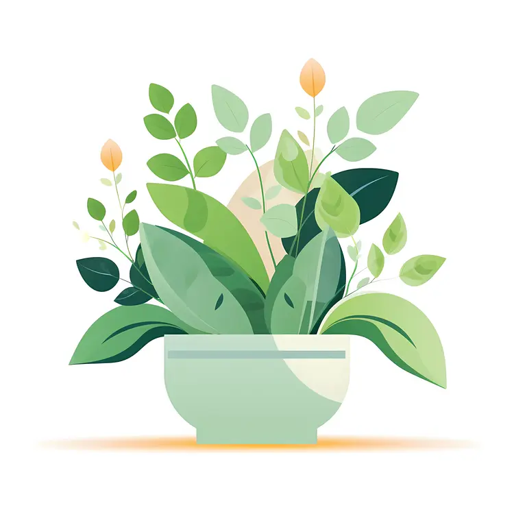 Green Plants in a Pot Illustration