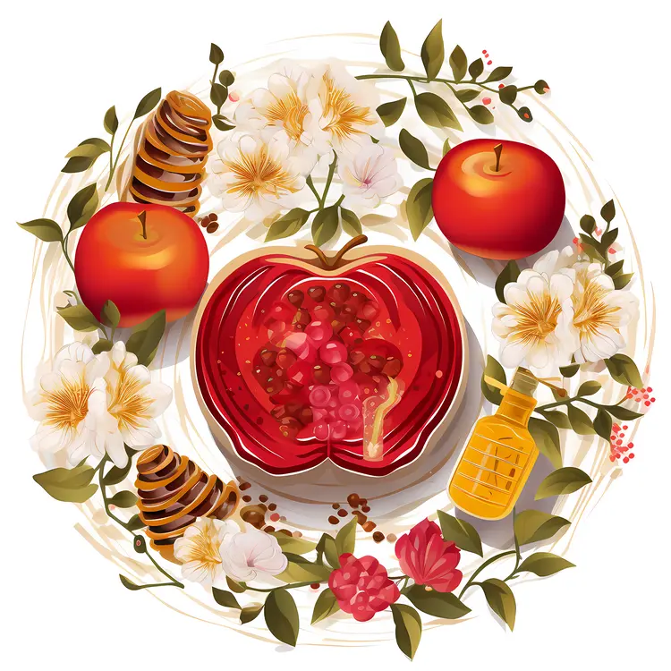 Pomegranate and Apples for Rosh Hashanah Celebration