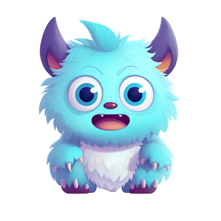 Cute Blue Monster with Big Eyes