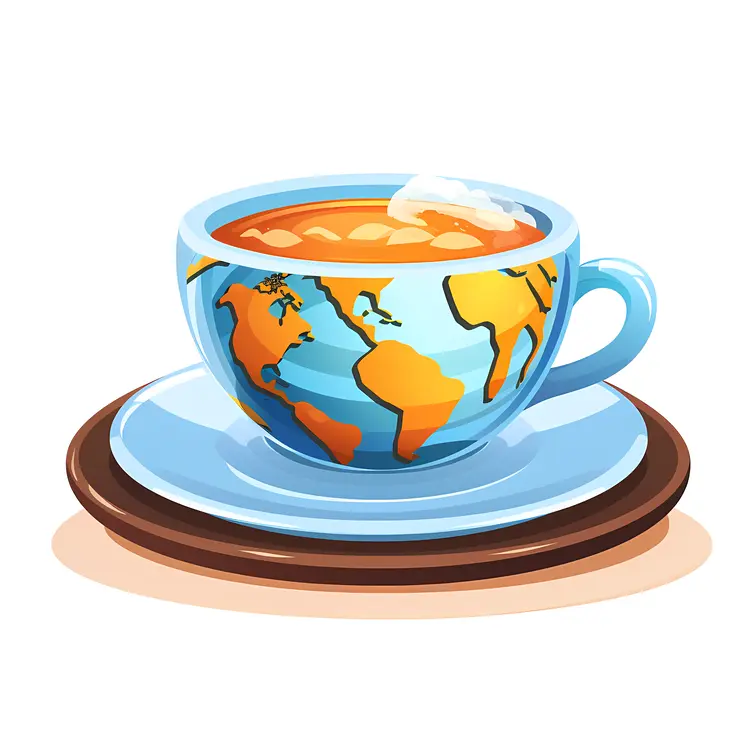 World Map Design Cup with Beverage