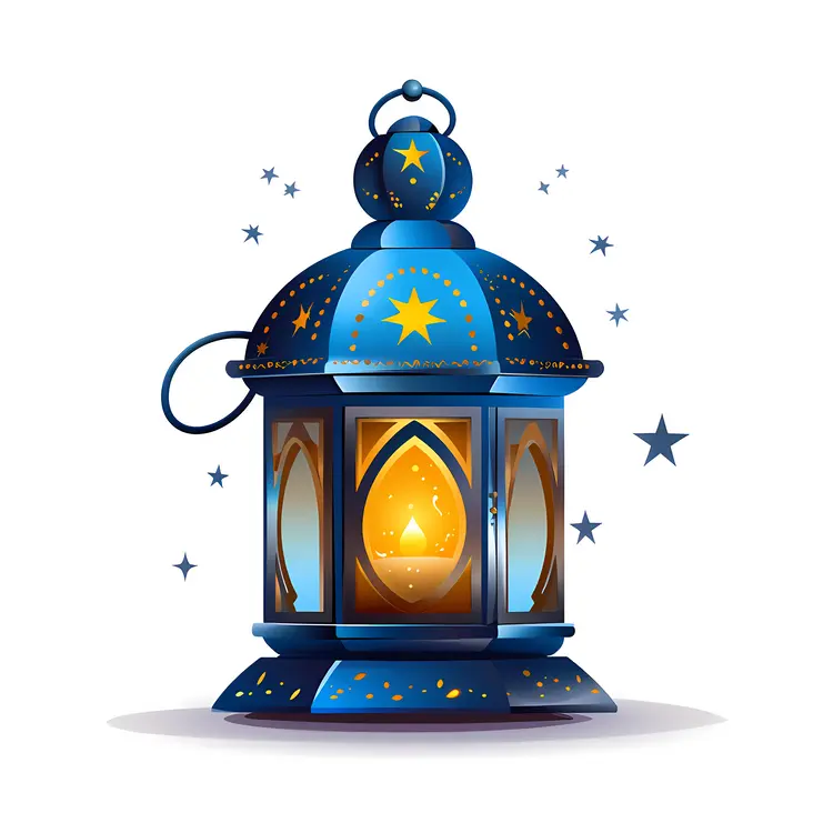 Blue Lantern with Stars and Light