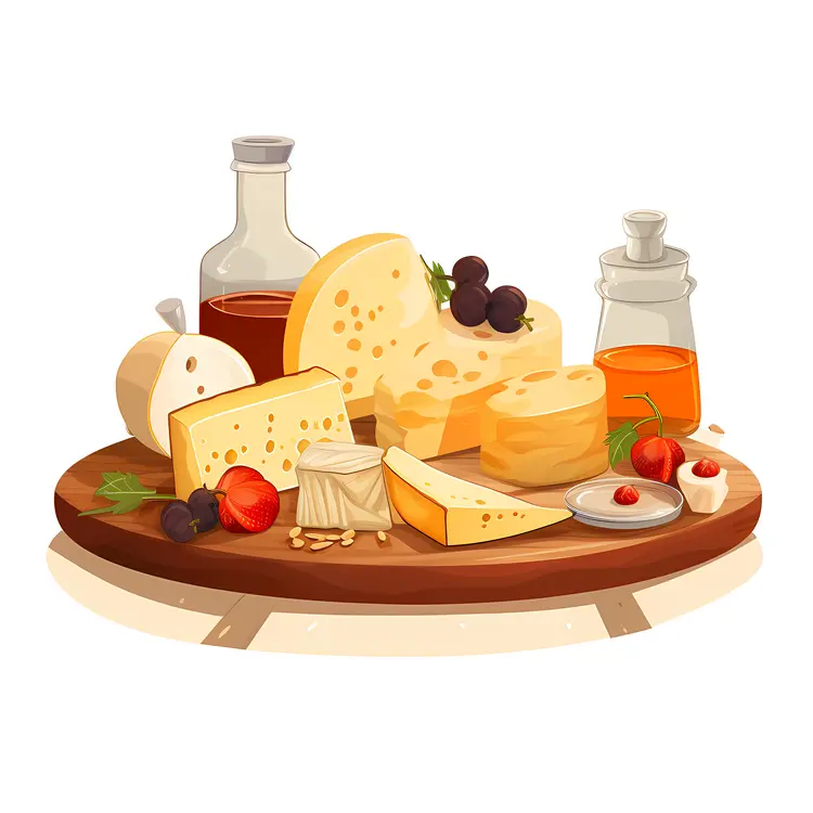 Cheese platter with wine