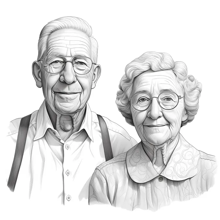 Elderly Couple Portrait in Black and White