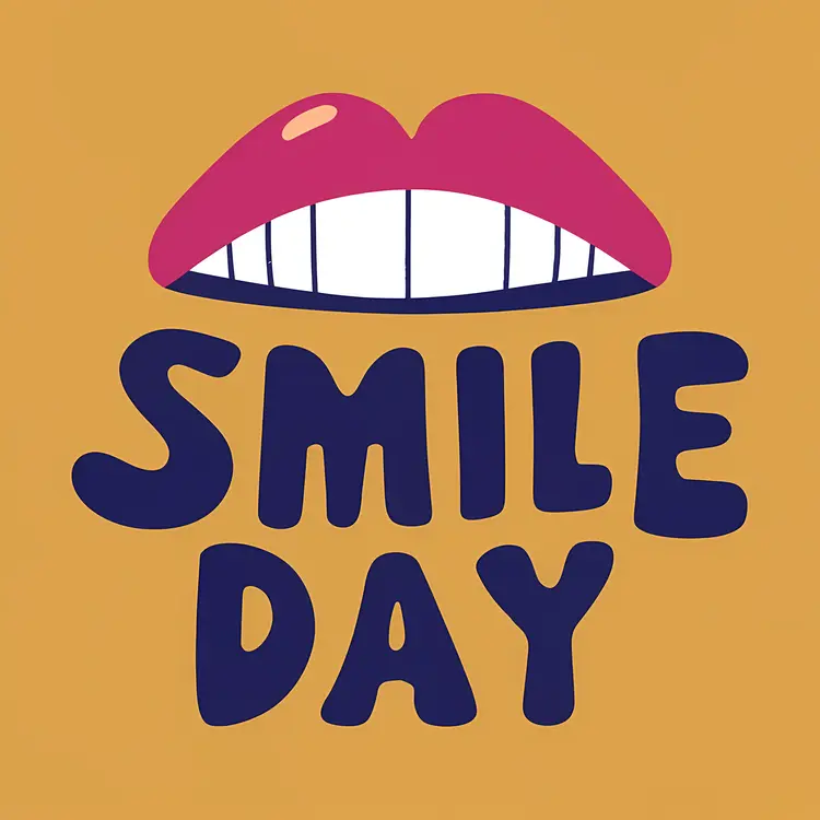 Smile Day Text with Smiling Lips