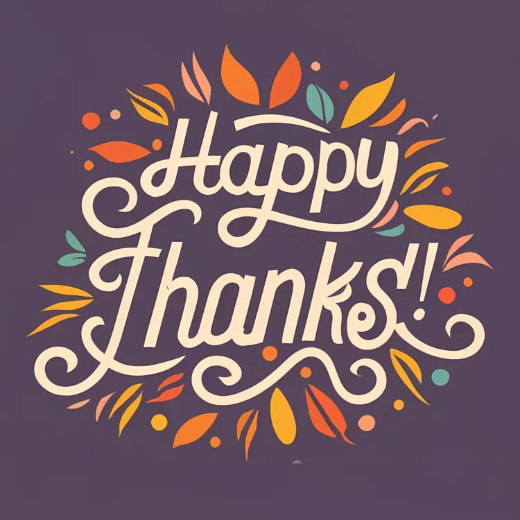 Happy Thanks with Colorful Leaves