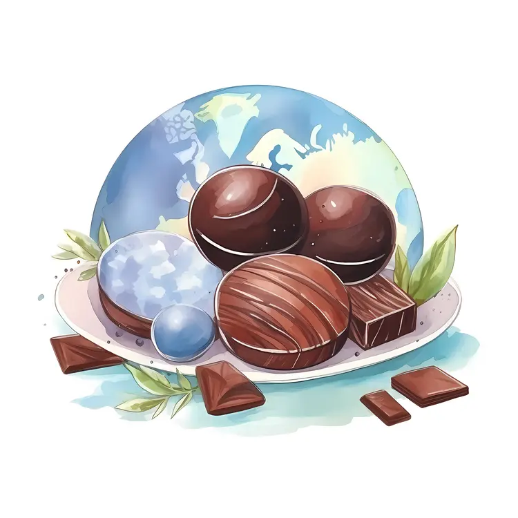 Delicious Chocolates with Globe Illustration