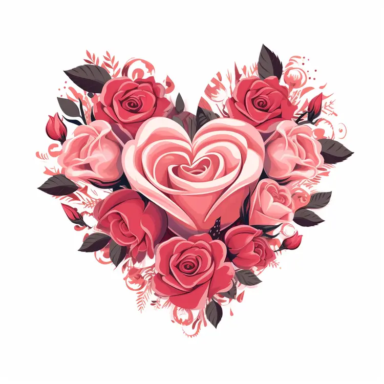 Heart-shaped Floral Arrangement with Red and Pink Roses