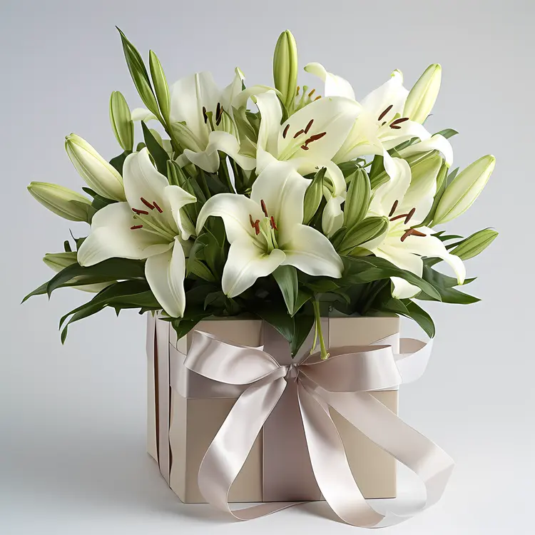 White Lilies in Gift Box