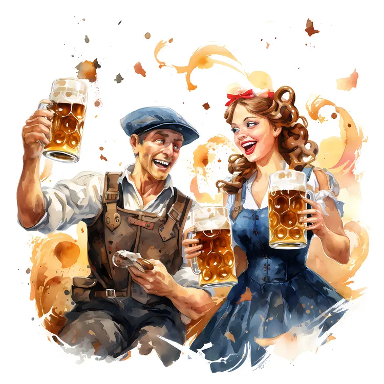 Couple with Beer in Traditional Clothes