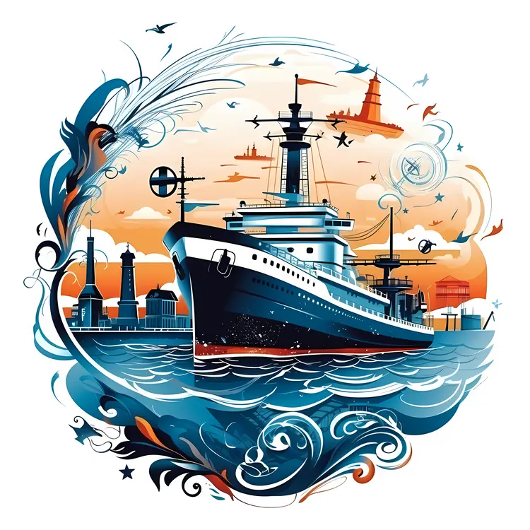 Large Ship with Industrial Background